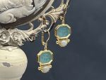 TAGLIAMONTE Designs (1709) 925SS / YGP Venetian Cameo Earrings*Apollo, Chariot*Reg.$160