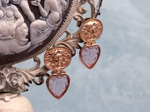 TAGLIAMONTE Designs (2314E) 925SS/RGP Cameo Earrings *Medusa*Reg.$200