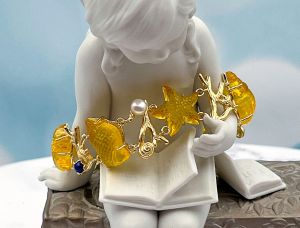 TAGLIAMONTE Designs (2109B) 925SS/YGP Venetian Cameo Bracelet *Sea Life Collection*Reg.$550