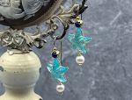 TAGLIAMONTE Designs (SH563-Aqua) 925SS/YGP Venetian Cameo Earrings *Sea Life Collection*Reg.$225