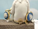 TAGLIAMONTE Designs (2110B) 925SS/YGP Porcelain Cameo Bracelet*Bl.Topaz*3Graces*Reg.$600