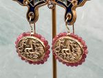 TAGLIAMONTE Designs (2063E) 925SS/YGP Cameo Earrings*Tourmaline*Aurora,Chariot*Reg.$240