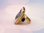 TAGLIAMONTE Designs (2148R) 925SS/YGP Micromosaic Ring*Miosotis*Size 7*Reg.$300