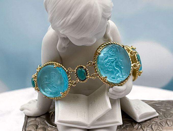 TAGLIAMONTE Designs (PN2760B) 925SS/YGP Venetian Cameo Bracelet *Cupid*Reg.$650