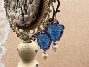 TAGLIAMONTE Designs (1635) 925SS/YGP Venetian Cameo Earrings *Medusa*Reg.$280