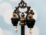 TAGLIAMONTE Designs (Q19054) 925SS/YGP Venetian Cameo Earrings *Medusa*Reg.$280