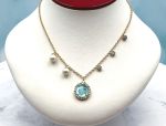 TAGLIAMONTE Designs (2140N) 925SS/YGP Intaglio Charm Necklace*Blue Topaz, Pearls*Busy Bee*Reg.$250