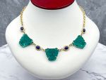 TAGLIAMONTE Designs (SH149N-Teal) 925SS/YGP Venetian Cameo Necklace*Lapis*Medusa*Reg.$625