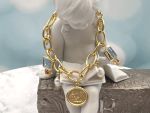 TAGLIAMONTE Designs (SH309B-Blue) 925SS/YGP Venetian Intaglio Charm Bracelet *Androcle,Lion*Reg.$350