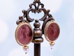 TAGLIAMONTE DESIGNS (1787) 925SS/ YGP Venetian Cameo Earrings *Maened*Reg.$250