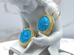 TAGLIAMONTE Designs (2380E) 925SS/YGP Magnesite Cameo Earrings*Ceres*Reg.$450