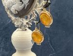 TAGLIAMONTE Designs (SH826-Auburn) 925SS/YGP Venetian Cameo Earrings *Busy Bee*Reg.$170