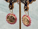 TAGLIAMONTE Designs (2055E) 925SS/YGP Cameo Earrings*Tourmaline*Diana,Acteon*Reg.$230