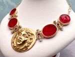 TAGLIAMONTE Designs (SH446-Red) 18K Cameo Necklace with *Rubies, Pearls*Medusa*Reg.$7500