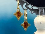 TAGLIAMONTE Designs (2052E) 925SS/YGP Venetian Cameo Charm Earrings*Reg.$180