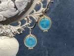 TAGLIAMONTE Designs (SH826-Blue) 925SS/YGP Venetian Cameo Earrings *Busy Bee*Reg.$170