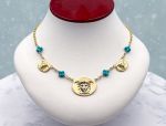 TAGLIAMONTE Designs (SH635B) 925SS/YGP Cameo Bracelet w/ Turquoise*Medusa*Reg.$200