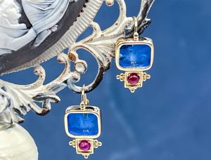 TAGLIAMONTE Designs (AD3527)14K Venetian Intaglio Earrings *Rubies*Reg.$1000