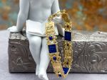TAGLIAMONTE Designs (2356B) 925/YGP Lapis Lazuli Cameo Bracelet*Psyche, Amore*Reg.$400