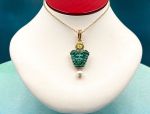 TAGLIAMONTE Designs (2165P) 925SS/YGP Malachite Cameo Pendant *Medusa*Reg.$250