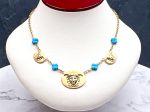 TAGLIAMONTE Designs (1782) 925SS/YGP Cameo Necklace w/ Turquoise*Medusa*Reg.$350