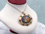 TAGLIAMONTE Designs (SH207P) 925SS/YGP Florentine Mosaic Garden Pendant*Miosotis*Reg.$600