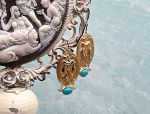 TAGLIAMONTE Designs (SH806) 18K  Cameo Earrings with Sleeping Beauty Turquoise*3 Graces*Reg.$1500