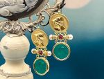 TAGLIAMONTE Designs (2174E) 925SS/YGP Venetian Cameo Earrings*Mercury,Athena*Reg.$280