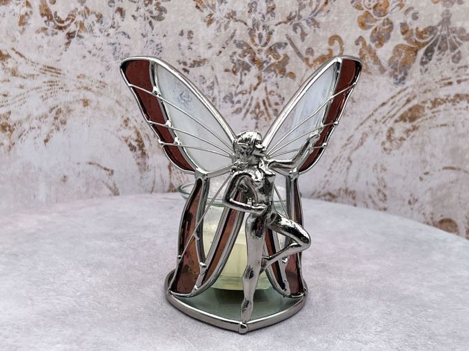 Stained Glass Votive Candle Holder "Madame Butterfly"