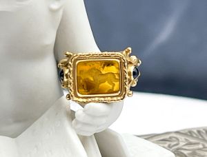 TAGLIAMONTE (AD3547R) 14K Venetian Intaglio Ring *Sapphires *Androclus and Lion*Reg.$1000