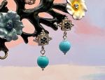TAGLIAMONTE Designs (1162) 925SS Drop Earrings *Black Spinel,Turquoise*Reg.$130