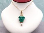 TAGLIAMONTE Designs (2164P) 925SS/YGP Malachite Cameo Pendant *Medusa*Reg.$250