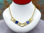 TAGLIAMONTE Designs (2351N) 925SS/YGP Lapis Cameo Necklace *Psyche,Amore*Reg.$425