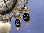 TAGLIAMONTE (1924-Citrine) 925SS/YGP Venetian Micro Mosaic Earrings *Citrine,Pearl*Miosotis*Reg.$280