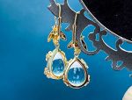 TAGLIAMONTE Designs (HQCR095-YGP) 925SS/YGP Blue Topaz Earrings *Busy Bee*Reg.$220