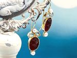 TAGLIAMONTE (2090E) 925SS/YGP Venetian Earrings*Bl.Topaz,Pearl*Reg.$280