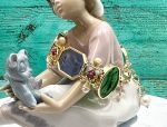 TAGLIAMONTE Design(SH202) 925 SS/ YGP Venetian Cameo Bracelet *Pearls, Rubies*Reg.$700