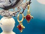 TAGLIAMONTE Designs (2053E) 925SS/YGP Lavastone Cameo Charm Earrings*Reg.$180