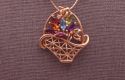 14K Gemstone Basket of Flowers Pin-Pendant with 14K Chain (1124)