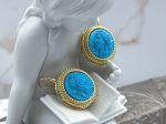 TAGLIAMONTE Designs (2380E) 925SS/YGP Magnesite Cameo Earrings*Ceres*Reg.$450