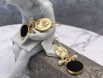 TAGLIAMONTE Designs (2209E) 925SS/YGP Onyx Cameo Earrings *Roman Coin, Mercury*Reg.$280