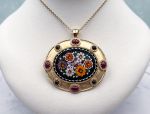 TAGLIAMONTE Designs (SH207P) 925SS/YGP Florentine Mosaic Garden Pendant*Miosotis*Reg.$600