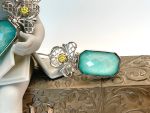 TAGLIAMONTE Designs (1120) 925SS/ 18K Cameo Earrings *Amazonite*Reg.$245