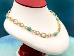 TAGLIAMONTE (2133N) 925SS/YGP Oval Link Necklace*Magnesite*Reg.$600