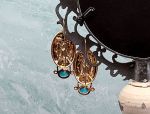 TAGLIAMONTE Designs (SH806) 18K  Cameo Earrings with Sleeping Beauty Turquoise*3 Graces*Reg.$1500