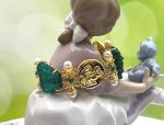 TAGLIAMONTE Designs (BR139-Teal) 925SS/YGP Venetian Cameo Bracelet w/*Malachite, Pearls*Medusa, Aurora*Reg.$650