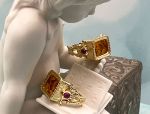 TAGLIAMONTE (1976) 925SS/YGP Venetian Intaglio Ring *Rubies *Androcles*Reg.$200