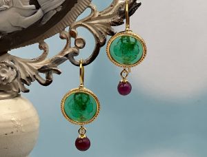 TAGLIAMONTE Designs (LD3544E) 925SS/YGP Venetian Cameo Earrings *Rose*Reg.$200