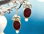 TAGLIAMONTE (2090E) 925SS/YGP Venetian Earrings*Bl.Topaz,Pearl*Reg.$280