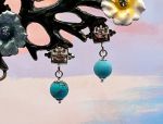 TAGLIAMONTE Designs (1163) 925SS Drop Earrings *Garnet,Turquoise*Reg.$130